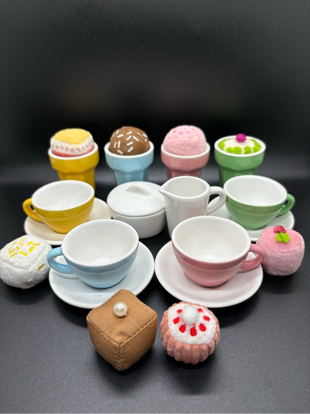 Children's Pastel Tea Set with Pink, Blue, Yellow & Green Cups